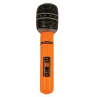 Opblaasbare microfoon - neon oranje - 40 cm - opblaas - popster verkleedaccessoires