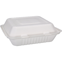Depa Bak | Bagasse (suikerrietpulp) | 3-vaks | 1200ml | maaltijdbox | 23x23x7.8cm | wit | 200 stuks