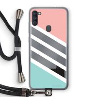 Strepen pastel: Samsung Galaxy A11 Transparant Hoesje met koord