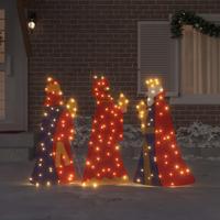VidaXL 3 wijze mannen kerstverlichting 3 pcs warmwit 105 cm stof