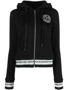 Versace Jeans Couture hoodie zippé à logo brodé - Noir