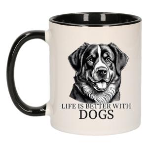 Cadeau mok voor honden liefhebbers - Berner Sennenhond - zwart - keramiek - 300 ml