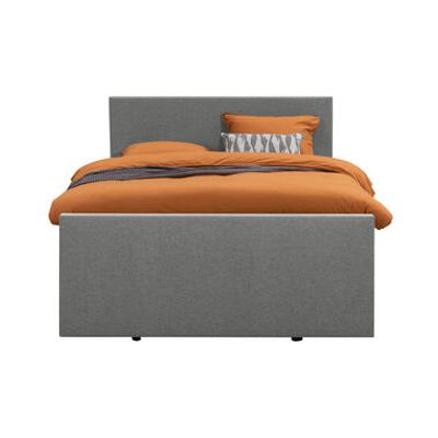 Boxspring met voetbord Liv egaal - lichtgrijs - 140x200 cm - slanke poot - Leen Bakker
