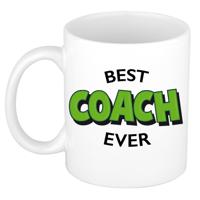 Cadeau koffie/thee mok voor coach/trainer - groen - trotse coach - keramiek - 300 ml - thumbnail