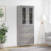 Hoge kast 69,5x34x180 cm bewerkt hout grijs sonoma eikenkleurig