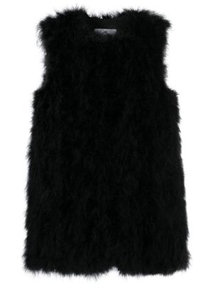 Yves Salomon manteau en soie à design sans manches - Noir