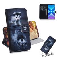 Wolf en hond patroon gekleurde tekening horizontale Flip lederen case voor Huawei eer 8X met houder & card slots & portemonnee