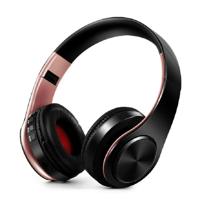 HIFI stereo draadloze Bluetooth hoofdtelefoon voor Xiaomi iPhone Sumsamg Tablet met mic ondersteuning SD-kaart & FM (Rose Gold Black)