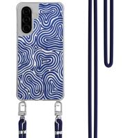 Samsung Galaxy A26 hoesje met donkerblauw koord - Ocean waves