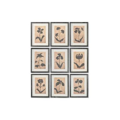 Schilderij Home ESPRIT Bruin Zwart Stads Botanische planten 30 x 2 x 40 cm (9 Stuks)