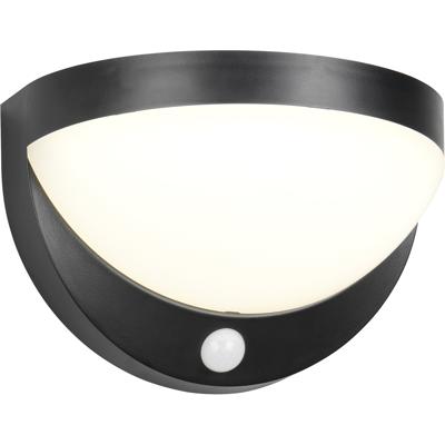 LED Tuinverlichting - Trion Erios - Wandlamp Buitenlamp - 1 Lichtpunt van 8 Watt - Natuurlijk Wit 4000K - Schemeringsensor - Bewegingssensor - IP44 - Mat Zwart - Kunststof