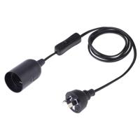E27 Wire Cap schakelaar lamp houder kroonluchter stopcontact met 1 2 m verlengkabel AU plug (zwart)