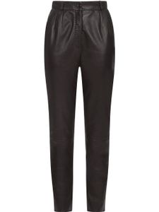 Dolce & Gabbana pantalon en cuir à pinces - Noir