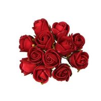 Decoratie roosjes foam - bosje van 12 st - rood - Dia 2 cm - hobby/DIY bloemetjes