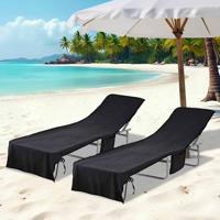 Ligbedhanddoeken 2 pcs Zwart 210 x 75 cm Polyester en Polyamide