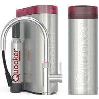 Quooker Flex Round Keukenkraan Set - Kokend Warm- en Koud Water - Uittrekbare Slang - Chroom - Inclusief PRO3 Reservoir & CUBE - Direct Gekoeld Bruisend Water