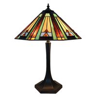 LumiLamp Tiffany Tafellamp Ø 41x54 cm Groen Bruin Glas Zink Tiffany Bureaulamp Groen Tiffany Bureaulamp