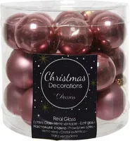 Kerstballen rond velours roze dia2.5cm 24st