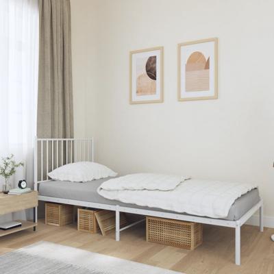 Bedframe met hoofdbord metaal wit 90x190 cm