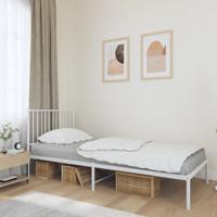 Bedframe met hoofdbord metaal wit 90x190 cm - thumbnail