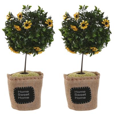 Deurstopper plant - 2x - 1 kilo - geel - polyester - 18 x 18 x 26 cm