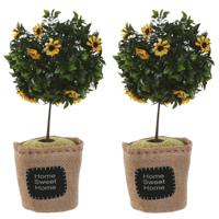 Deurstopper plant - 2x - 1 kilo - geel - polyester - 18 x 18 x 26 cm