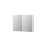 INK SPK2 Spiegelkast - 100x14x74cm - 2 deuren - dubbelzijdige Spiegel - schakelaar en stopcontact - MDF lak wit hoogglans 1105306