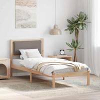 Bedframe met hoofdeinde Taupe 80 x 200 cm Massief grenenhout