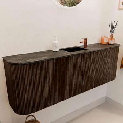 Toiletmeubel Mondiaz Joya Dlux | 123.2 cm | Meubelkleur Walnut | Faye wastafel Lava Wasbak Midden | 1 kraangat