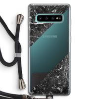 Zwart marmer: Samsung Galaxy S10 Plus Transparant Hoesje met koord