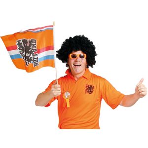 2x stuks Oranje zwaaivlag Holland met leeuw