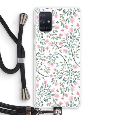 Sierlijke bloemen: Samsung Galaxy A71 Transparant Hoesje met koord