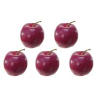 Kunstfruit decofruit - 5x - appel/appels - ongeveer 8 cm - donkerrood