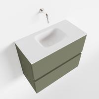 Toiletmeubel Mondiaz Ada | 60 cm | Meubelkleur Army | Lex wastafel Talc Midden | Zonder kraangat