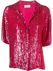 P.A.R.O.S.H. chemise ornée de sequins à col italien - Rose