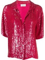 P.A.R.O.S.H. chemise ornée de sequins à col italien - Rose