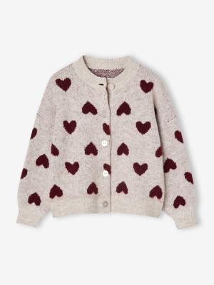 Jacquard vest met hartjes meisjes goudbeige
