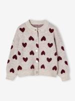 Jacquard vest met hartjes meisjes goudbeige