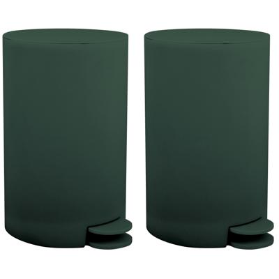 MSV kleine Pedaalemmer - 2x - kunststof - donkergroen - 3L - 15 x 27 cm