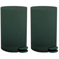 MSV kleine Pedaalemmer - 2x - kunststof - donkergroen - 3L - 15 x 27 cm