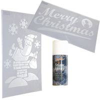 Kerst raamsjablonen - Merry Christmas en kerstman - met sneeuwspray - 54 cm - thumbnail