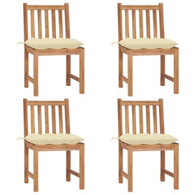 Tuinstoelen 4 st met kussens massief teakhout
