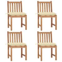 Tuinstoelen 4 st met kussens massief teakhout