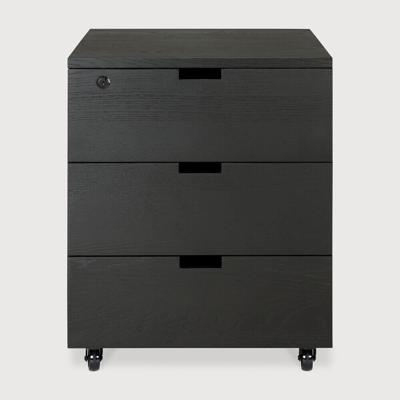 Ethnicraft Ladekast 'Billy' Gevernist Eikenhout, Met 3 laden, kleur Zwart