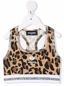 DSQUARED2 KIDS débardeur crop à imprimé léopard - Marron