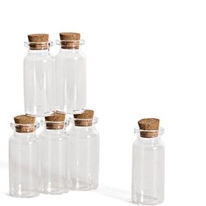 6x Kleine decoratieve glazen flesjes met kurken dop 10 ml   -