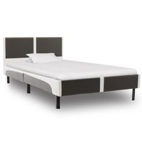 vidaXL Bedframe kunstleer grijs en wit 90x200 cm - thumbnail