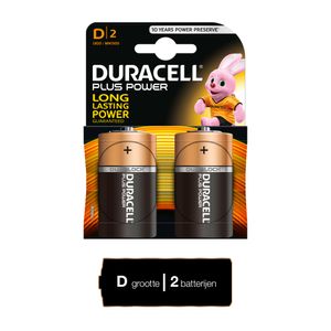 Duracell Plus Power alkaline D-batterijen, verpakking van 2