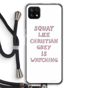 Christian Grey: Samsung Galaxy A22 5G Transparant Hoesje met koord