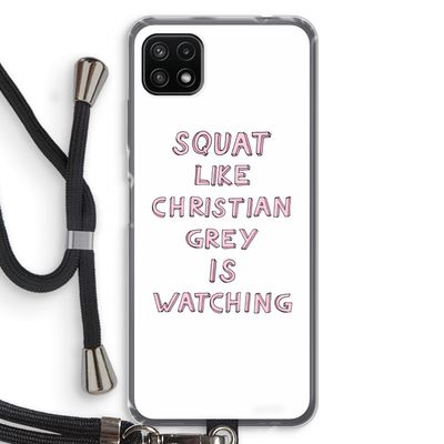 Christian Grey: Samsung Galaxy A22 5G Transparant Hoesje met koord